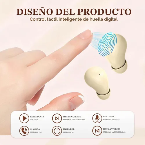 Vista 5 de Mini auriculares invisibles Bluetooth 5.4, auriculares con cancelación de ruido 2025 para dormir, cómodos mini auriculares inalámbricos para dormir