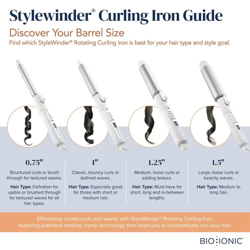 Vista 5 de BIO Ionic StyleWinder Professional Rotating Curling Iron - Ceramic Curling Iron, 1 Hour Automatic Shut-Off, 440 °F Temperature Control Curling Wand