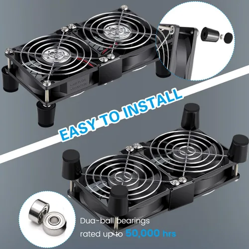 Vista 6 de GDSTIME Ventilador de computadora dual de 3.150 in x 0.984 in con enchufe de CA, controlador de velocidad variable de 110 V 120 V 240 V para módem