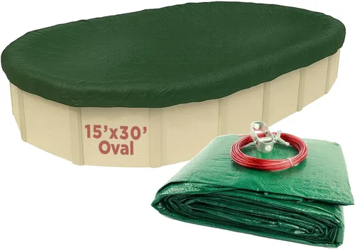 Vista 23 de Buffalo Blizzard Ripstopper - Cubierta redonda de invierno para piscina de 12 pies, cubierta verde resistente para cerrar piscinas sobre el suelo