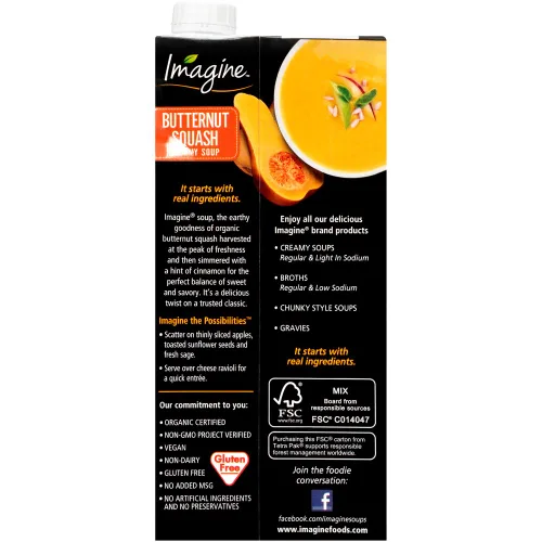 Vista 5 de Imagine Sopa Orgánica, Cremosa de Calabaza de Mantequilla, 32 Onzas