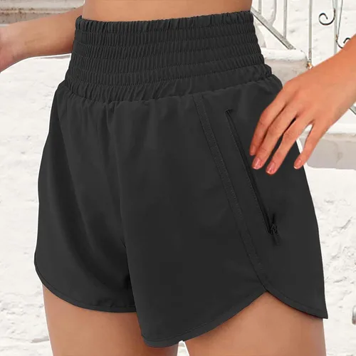 Vista 2 de High Waisted Cotton Biker Shorts Women Sport Sports Lightweight Womens Shorts for Summer Pants High Rise Cargo Shorts Black