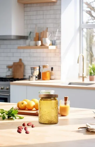Vista 5 de Prettidecor Paquete de 2 tarros de almacenamiento de vidrio con tapa de bambú, recipientes de almacenamiento de alimentos de vidrio de cocina