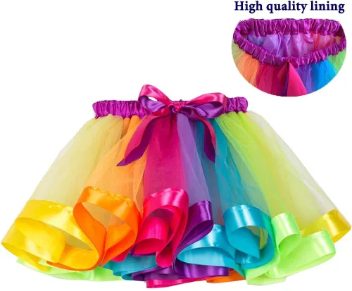 Vista 2 de Disfraz de tutú de arcoíris para niñas con diadema de unicornio y alas para fiesta de cumpleaños