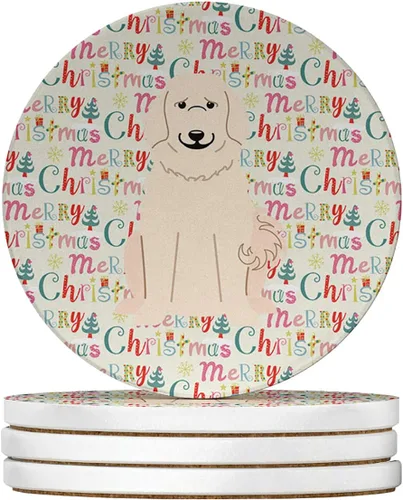 Vista 208 de Abyssinian Sand Terrier Merry Christmas - Posavasos grandes de piedra arenisca (4 unidades)