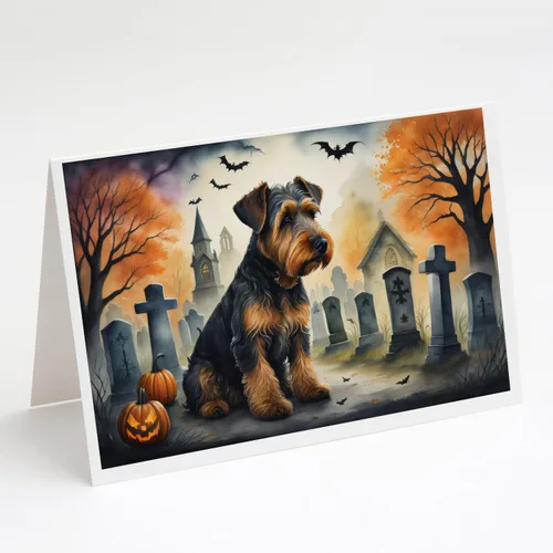 Vista 6 de Caroline's Treasures DAC2042GCA7P Golden Retriever - Tarjetas de felicitación y sobres de Halloween espeluznantes, paquete de 8 tarjetas en blanco