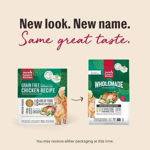 Vista 3 de The Honest Kitchen Alimento integral de pollo deshidratado sin granos, receta de grado humano con probióticos y pollo sin jaula, soporte digestivo