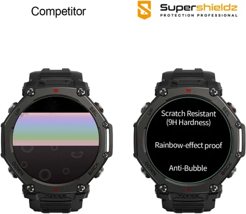 Vista 2 de Supershieldz Protector de pantalla de vidrio templado diseñado para Amazfit T-Rex 3/T-Rex 3 Pro, antiarañazos, sin burbujas