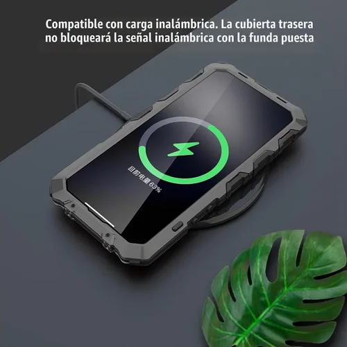 Vista 8 de Simicoo Samsung S23 Ultra - Funda de metal para parachoques, color negro, resistente Armor Defender con Gorilla Glass integrado, protección de grado