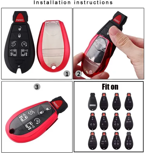 Vista 2 de Horande Funda Protectora de TPU para Llavero de Coche con 5 Botones, Compatible con Dodge Ram 1500 2500 3500 Charger Challenger Durango Grand