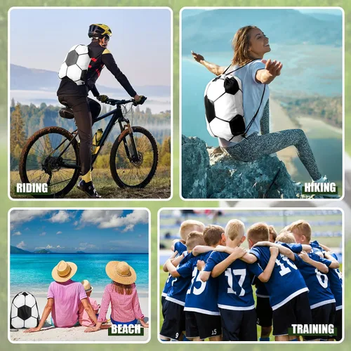 Vista 6 de Talltalk - Juego de 20 botellas de agua de fútbol con cordón, 10 botellas de agua de fútbol de 24 onzas para niño, paquete de 10 bolsas deportivas