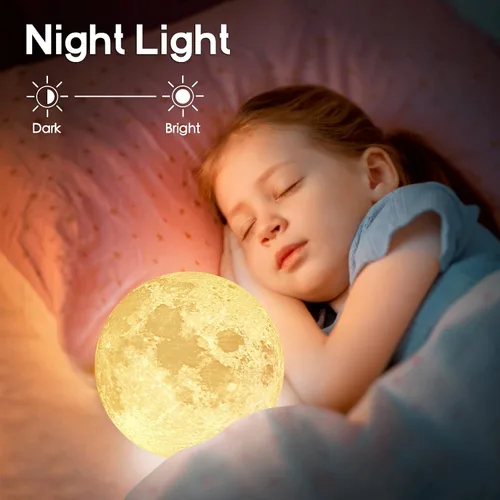 Vista 5 de BRIGHTWORLD Lámpara de luna de 5.9 pulgadas, impresión 3D, luz de luna de 16 colores, luz nocturna, regalo de cumpleaños, día de la madre, regalos