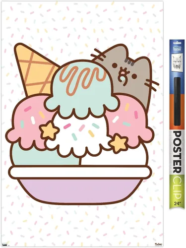 Vista 17 de Trends International Pusheen - Póster de pared de helado, 22.4 pulgadas de largo x 14.7 pulgadas, versión enmarcada en plata Versión con marco