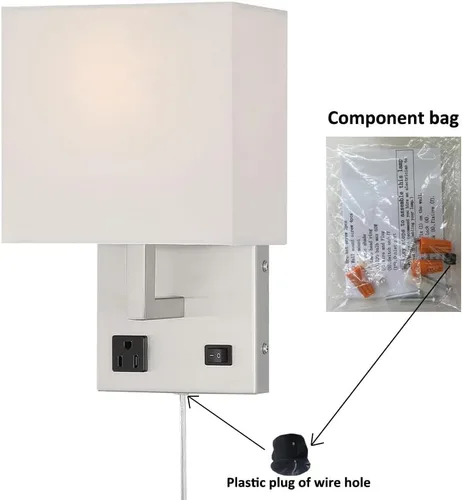 Vista 5 de HomeFocus - Lámpara de pared de noche con tomacorriente, lámpara de pared, apliques de pared, lámpara de pared para dormitorio, sala de estar