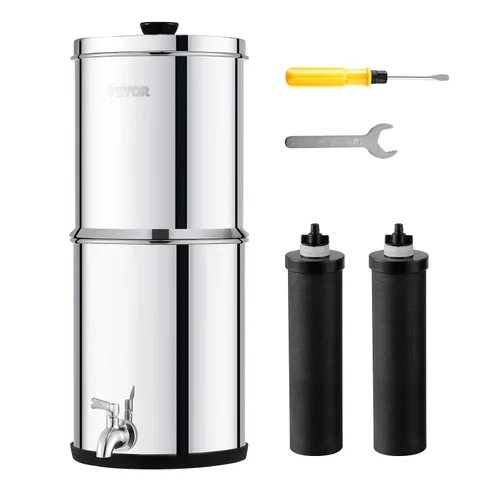 Vista 13 de VEVOR Sistema de filtro de agua por gravedad, sistema de sobremesa de acero inoxidable 304 de 1.5G, sistema de filtración de agua, reduce el plomo