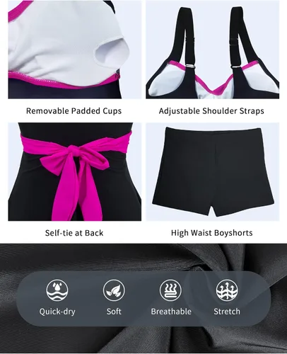 Vista 4 de SuperPrity trajes de baño de dos piezas para mujer, prenda superior con volantes, prenda inferior con cintura alta