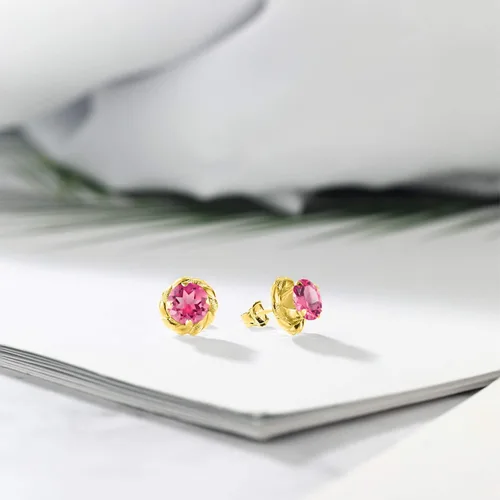 Vista 153 de Gem Stone King Aretes de plata de ley 925 de 0.236 in con piedra natal redonda para mujer