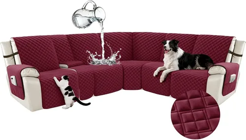 Vista 117 de Arfntevss Fundas para sofá seccional reclinable para sofá seccional en forma de L, funda antideslizante lavable para sofá reclinable con forma de L
