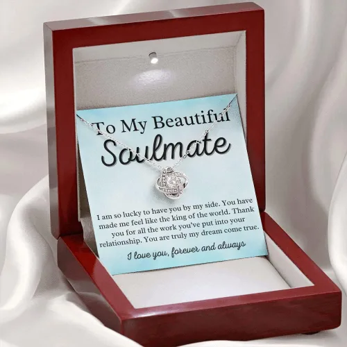 Vista 6 de to My Soulmate Love Knot Necklace - My Lovely Wife, Gifts for Girlfriend, Romantic Gifts for Her from Husband to Wife, Valentine's Day, for Wife WF5