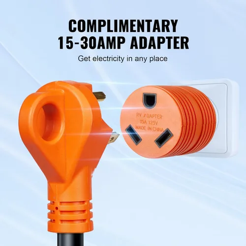 Vista 6 de VEVOR Cable de alimentación para RV de 15 pies, 30 amperios, cable de generador resistente STW 3 * 10AWG, enchufe macho NEMA TT-30P hembra NEMA
