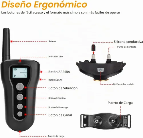 Vista 6 de Bousnic - Collar de entrenamiento para perros, para 2 perros, control remoto recargable a 305 m (1000 pies), recargable, impermeable, collar