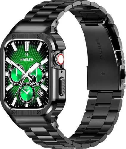 Vista 14 de Correa y funda de acero inoxidable compatible con Apple Watch Band 1.496 Negro