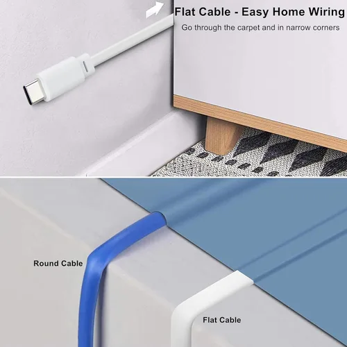 Vista 4 de Cable de extensión de alimentación USB C de 30 pies para cámara de seguridad WYZE Duo Cam Pan 2025 Cable de carga plano de 29.5 ft de largo