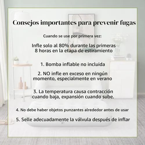 Vista 7 de Sofá cama inflable para camping, flotador de piscina, colchón flocado al aire libre con reposabrazos, tamaño matrimonial