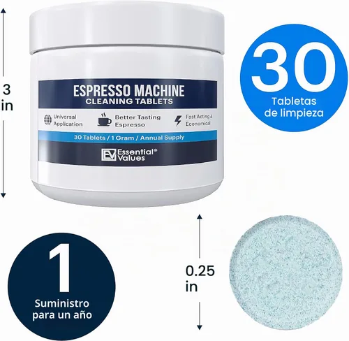 Vista 4 de Essential Values - Pastillas de limpieza para máquina de café expreso (30 unidades), compatibles con Breville Barista Express, Gaggia, Delonghi