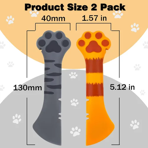 Vista 6 de Joyinjojo 2 Pack Cuchara para Comida de Perro y Gato, Linda Cuchara Abrelatas de Silicona con Forma de Pata de Mascota para Comida Húmeda y Enlatada