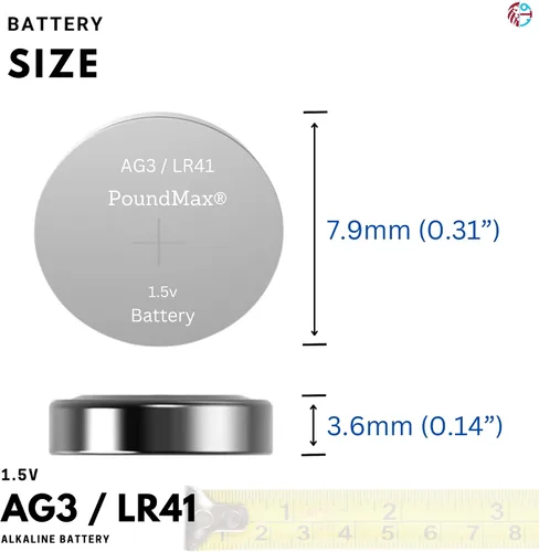 Vista 6 de PoundMax AG3 LR41 Baterías 1.5v Batería alcalina de botón - 10