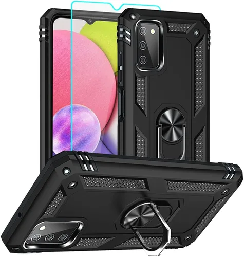 Vista 12 de Funda para teléfono Samsung Galaxy A03s, Galaxy A03s con protector de pantalla HD, [grado militar de 16 pies a prueba de caídas], anillo protector a