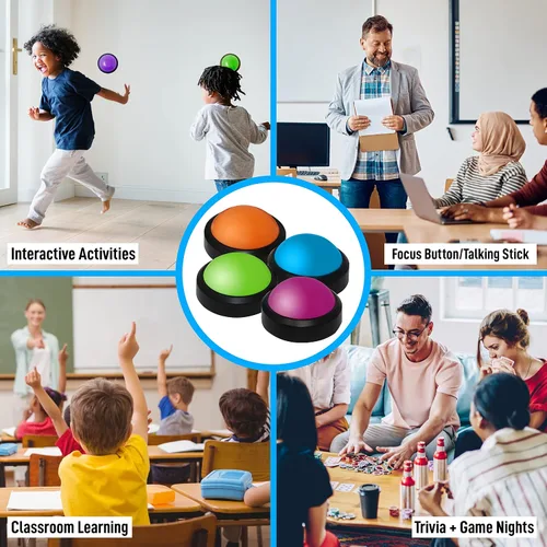 Vista 7 de Teacher's Choice Paquete de 4 zumbadores de juego con sonidos fuertes únicos para cada zumbador Ideal para juegos de trivia, peleas familiares