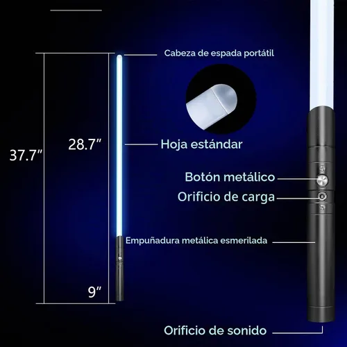 Vista 5 de Hilt recargable del metal del color del RGB del sable de luz 7 con el negro