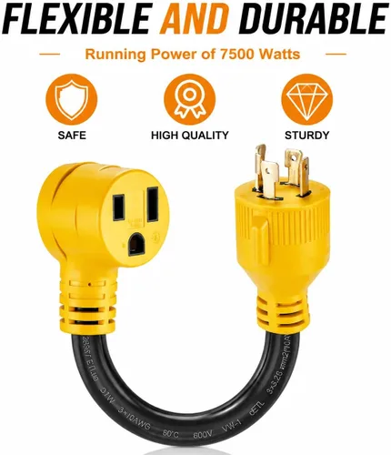 Vista 7 de NEMA L14-30P a 6-50R Cable adaptador de generador a soldador