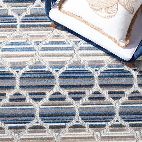 Vista 2 de SAFAVIEH Alfombra lavable para exteriores, colección Cabaña, 2'2" x 5', azul y gris, no desprende pelusa y fácil de limpiar, entrada puerta