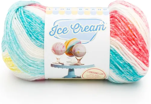 Vista 47 de Lion Brand Yarn, Hilo para Bebé Ice Cream para tejer, ganchillo y manualidades, Baseball Nut, 1 paquete, fibra acrílica colorida de peso DK