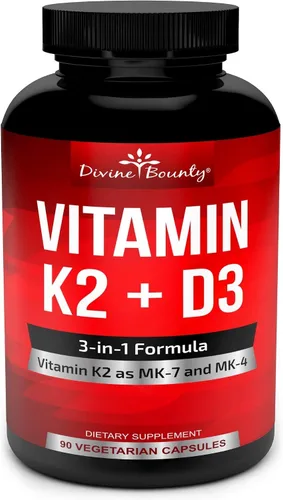 Vista 2 de Divine Bounty Vitamina K2 con D3 y paquete multivitamínico para hombres