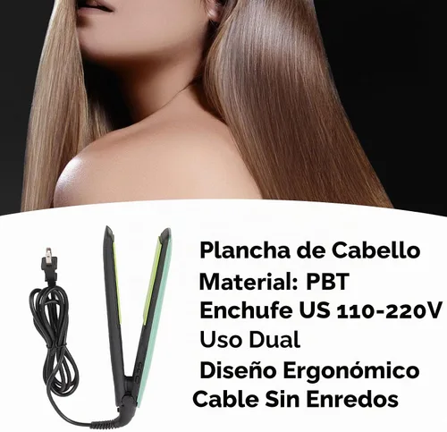 Vista 2 de Alisador y rizador de cabello 2 en 1, punta frontal antiquemaduras para salón, hogar Plancha de pelo de doble uso, cuerpo de PBT ligero, cordón