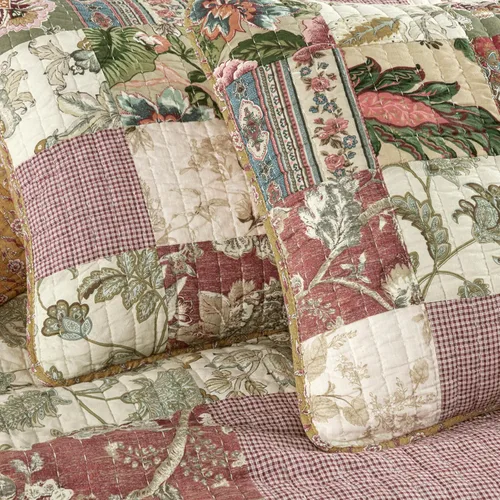 Vista 8 de Chezmoi Collection Delaney - Juego de edredón de 2 piezas, diseño floral de retazos prelavados, 100% algodón, tamaño individual