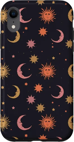 Vista 24 de Funda para iPhone 16 Whimsigoth Aesthetic Hippie Celestial Vintage Half Moon Sun