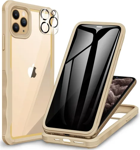 Vista 14 de CENHUFO Funda de privacidad para iPhone 11 Pro, funda de cuerpo completo con protector de pantalla de privacidad de vidrio templado 9H integrado