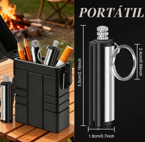 Vista 6 de X-LIGHTER Estuche impermeable para cigarrillos tamaño King de los años 100, con 2 piezas de encendedor permanente, fundas multifunción