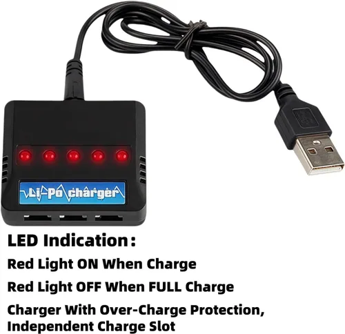 Vista 6 de Batería li-po de 3.7 V 850 mAh 25C JST Plug Baterías Lipo recargables con cargador USB para MJX X400 X400 W X800 Sky Viper S670 V950HD V950str s1750