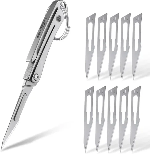 Vista 11 de KeyUnity KK13 Cuchilla de Utilidad de Precisión para Manualidades Mango de Titanio Mini Herramienta de Corte para Artes Manualidades Proyectos