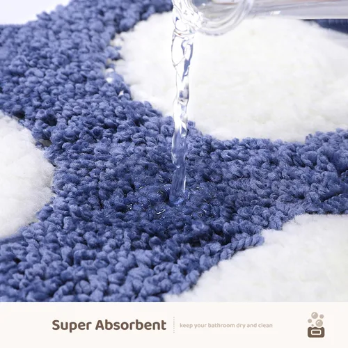 Vista 4 de Molesun Alfombra de baño con forma de pata, bonita alfombra de baño antideslizante, de microfibra suave, absorbente de agua, gruesa, lavable a Azul