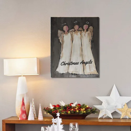 Vista 4 de Sunwes Lienzo de arte de pared de Navidad de ángel DIY, pintando tu propio ángel en lienzo