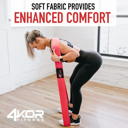Vista 2 de Banda de resistencia de 4KOR Fitness, 50 x 3 pulgadas, hecha de tela cómoda antideslizante, perfecta para terapia física, yoga y construcción