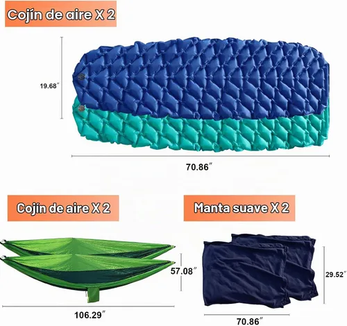 Vista 4 de Northroad 9PCS Camping Tent Kit, Including 1 2/3 Person Dome Tent, 2 Sleeping Bag, 2 Sleeping Pad/Camping Mat, 2 Single Camping Hammock with 2 Tree