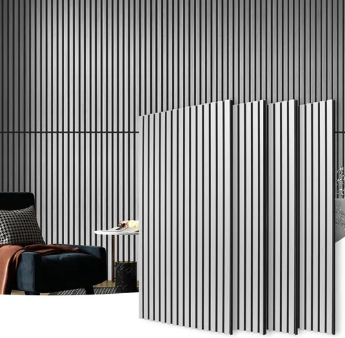 Vista 29 de Art3d 2 paneles acústicos de listones de madera para pared y techo, panel de absorción de sonido acanalado 3D con acabado de madera, roble Noise